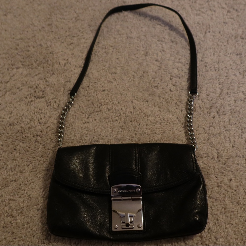 Michael Kors Small Crossbody Black w/ Silver Detail